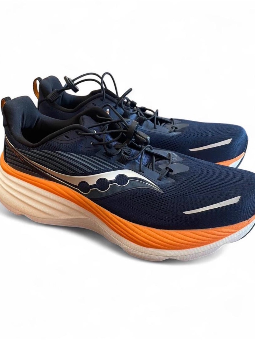 Saucony Hurricane 24 Navy and Orange Athletic Running Sneakers